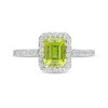 Thumbnail Image 4 of Previously Owned - Emerald-Cut Simulated Peridot and White Lab-Created Sapphire Octagonal Frame Ring in Sterling Silver