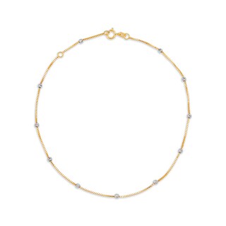 Previously Owned - Diamond-Cut Bead Station Anklet in 10K Two-Tone Gold - 10"