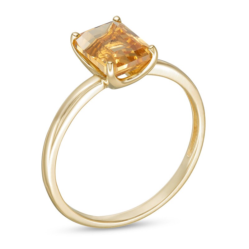 Previously Owned - Emerald-Cut Citrine Solitaire Ring in 10K Gold