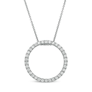 Previously Owned - 0.50 CT. T.W. Lab-Created Diamond Circle Pendant in 14K White Gold (F/SI2)