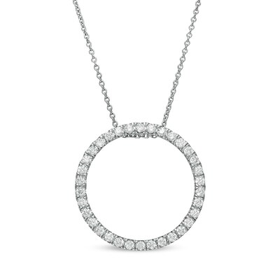 Previously Owned - 0.50 CT. T.W. Lab-Created Diamond Circle Pendant in 14K White Gold (F/SI2)