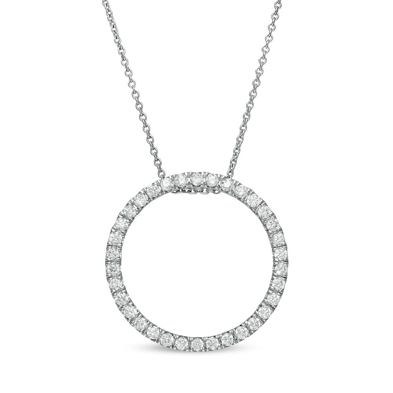Previously Owned - 0.50 CT. T.W. Lab-Created Diamond Circle Pendant in 14K White Gold (F/SI2)