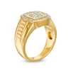 Thumbnail Image 3 of Previously Owned - Men's 0.70 CT. T.W. Quad Diamond Double Frame Ribbed Ring in 10K Gold