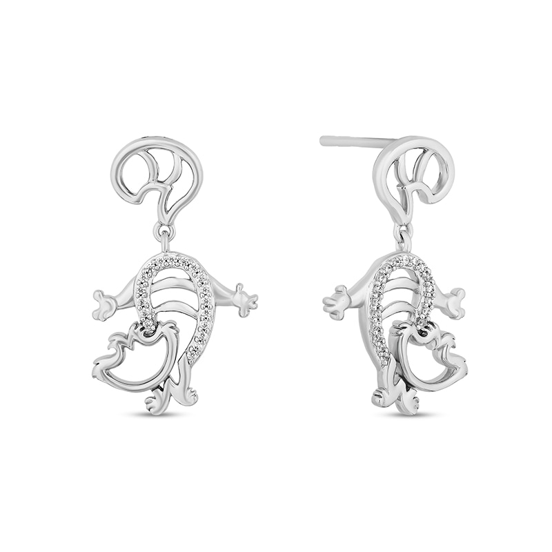 Main Image 1 of Previously Owned - Disney Treasures Alice in Wonderland 0.085 CT. T.W. Diamond Cheshire Cat Earrings in Sterling Silver
