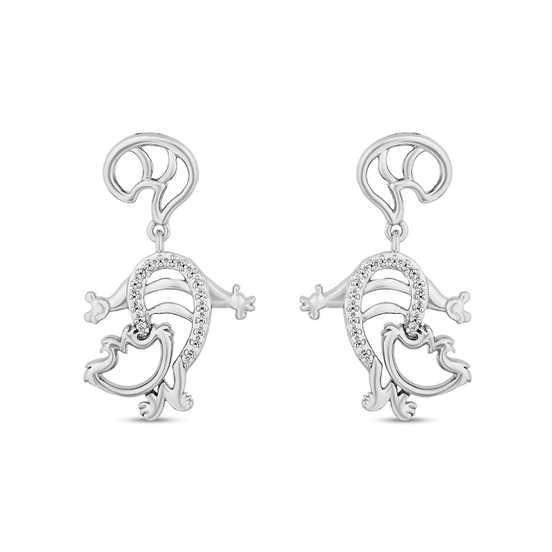 Main Image 2 of Previously Owned - Disney Treasures Alice in Wonderland 0.085 CT. T.W. Diamond Cheshire Cat Earrings in Sterling Silver