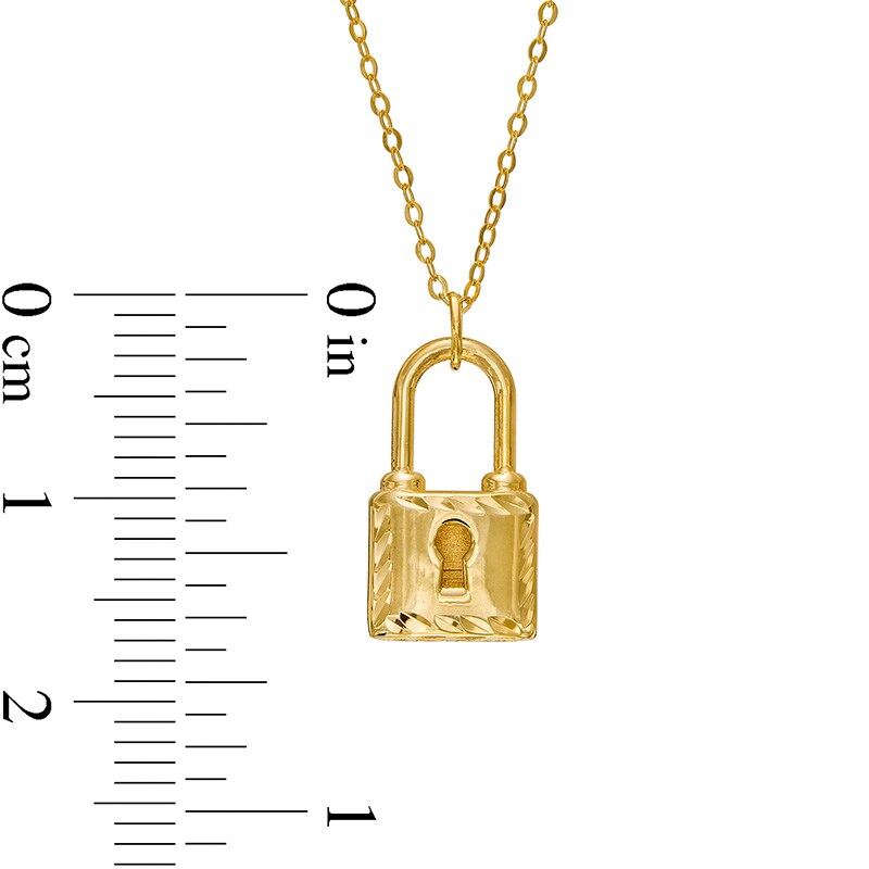 Previously Owned - Diamond-Cut Lock Pendant in 10K Gold