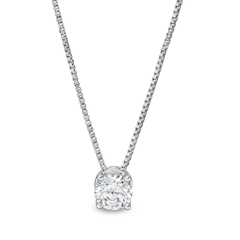 Previously Owned - 0.50 CT. Lab-Created Diamond Solitaire Pendant in 14K White Gold (F/SI2)|Peoples Jewellers