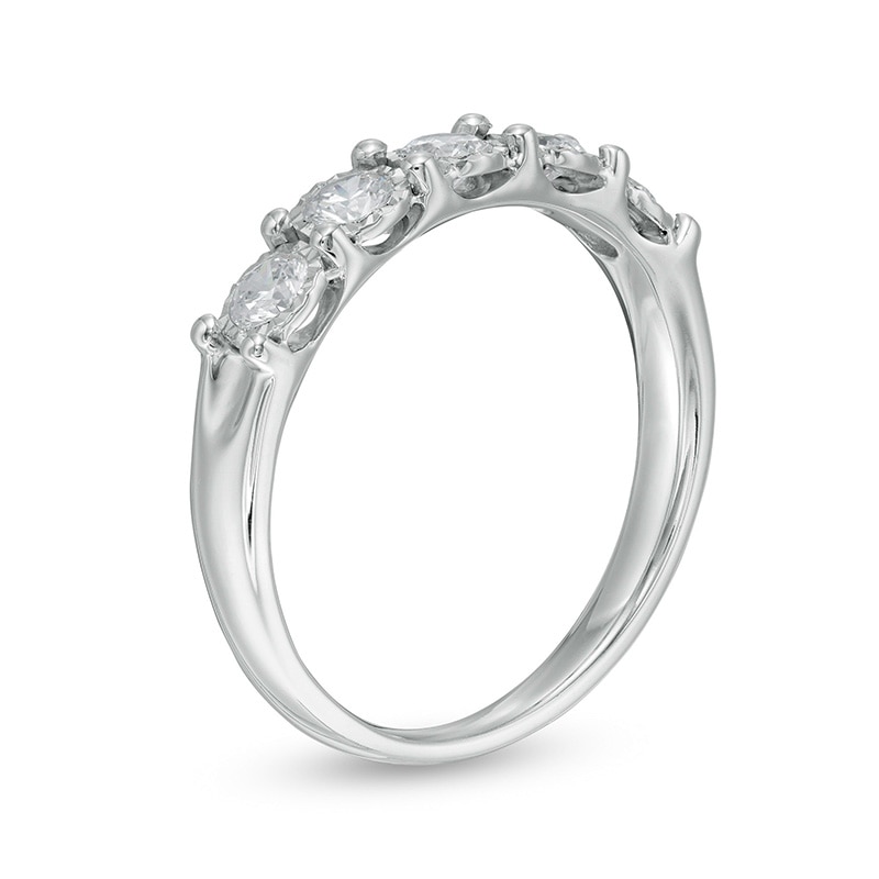 Main Image 3 of Previously Owned - 0.50 CT. T.W. Diamond Five Stone Anniversary Band in 10K White Gold