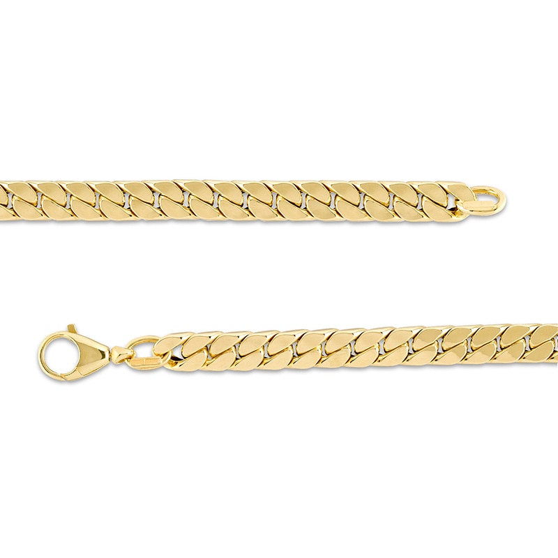 Previously Owned - Italian Gold 7.0mm Hollow Flat Curb Chain Link Bracelet in 18K Gold - 7.26"