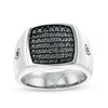 Previously Owned - Men's 1.00 CT. T.W. Black Cushion-Shaped Multi-Diamond Ring in Sterling Silver