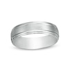 Previously Owned - Men's 6.0mm Satin Stepped Edge Wedding Band in 14K White Gold - Size 10
