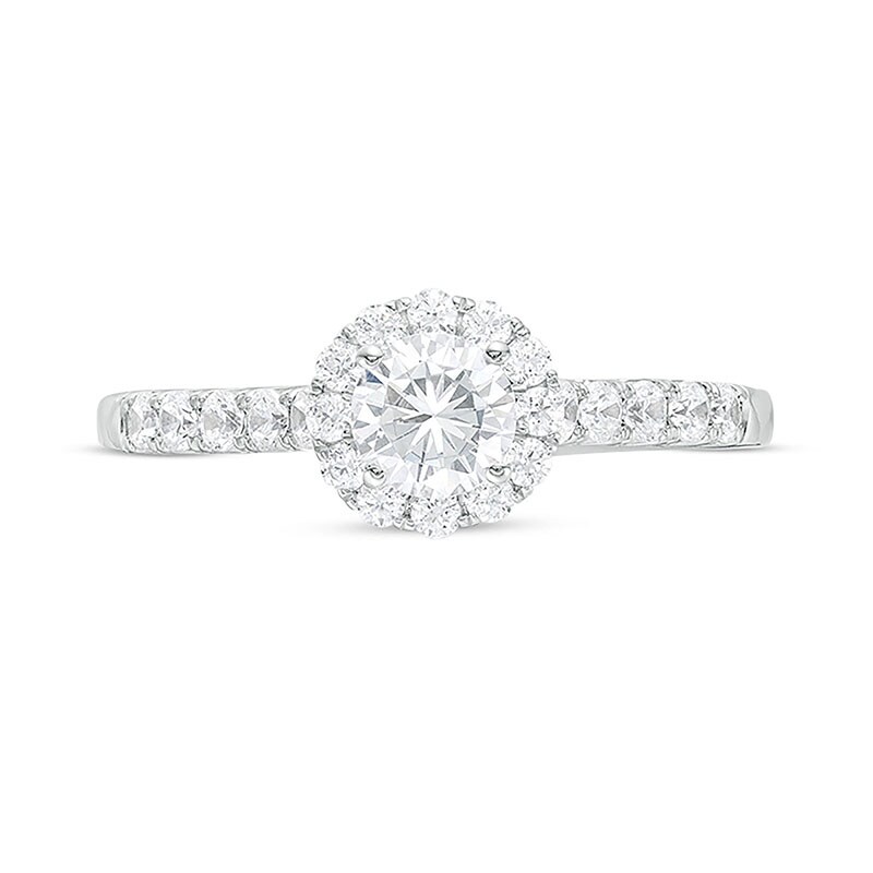 Main Image 4 of Previously Owned - 1.00 CT. T.W. Diamond Frame Engagement Ring in 14K White Gold (I/I1)