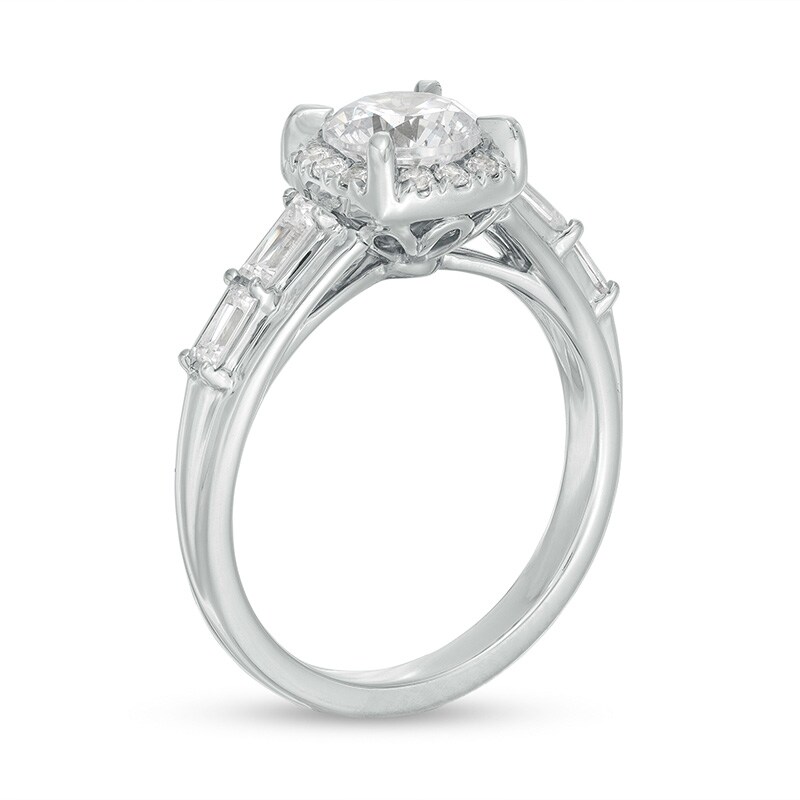 Previously Owned - 1.50 CT. T.W. Lab-Grown Diamond Frame Engagement Ring in 14K White Gold (F/I1)