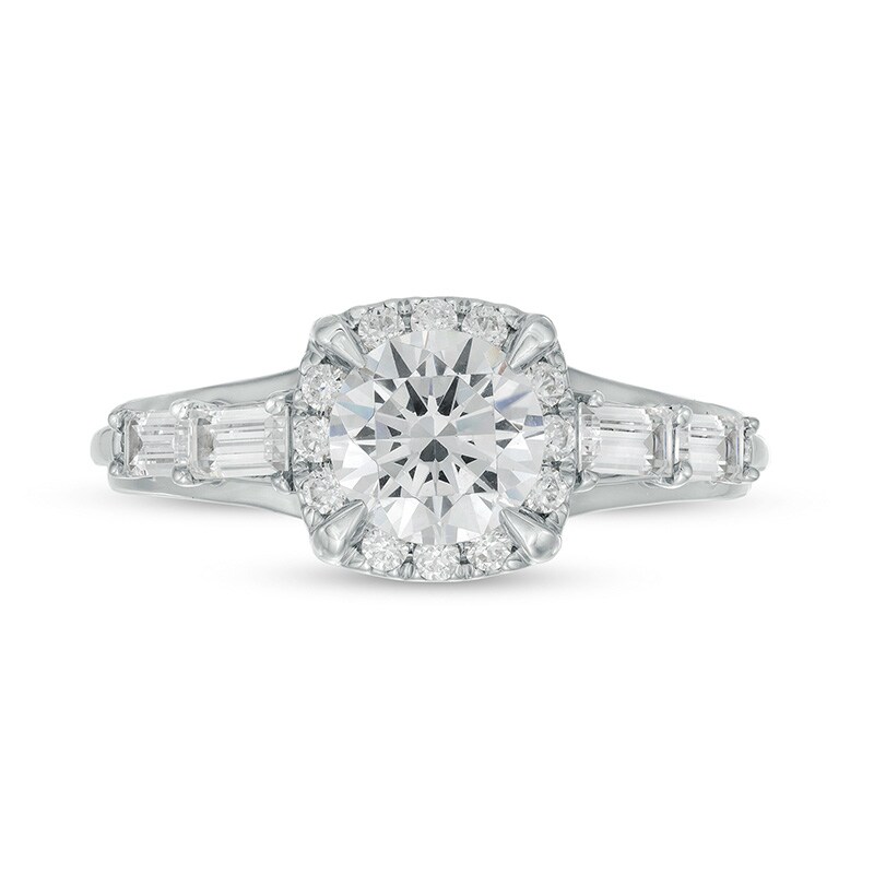 Previously Owned - 1.50 CT. T.W. Lab-Grown Diamond Frame Engagement Ring in 14K White Gold (F/I1)