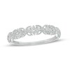 Thumbnail Image 1 of Previously Owned - Diamond Accent Art Deco Floral Pattern Vintage-Style Wedding Band in 10K White Gold