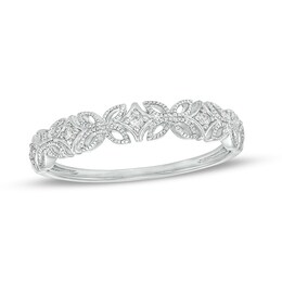 Previously Owned - Diamond Accent Art Deco Floral Pattern Vintage-Style Wedding Band in 10K White Gold
