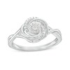 Previously Owned - 0.04 CT. T.W. Multi-Diamond Swirl Twist Shank Promise Ring in Sterling Silver