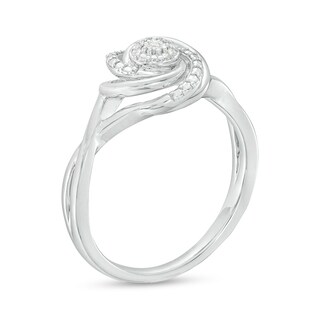 Previously Owned - 0.04 CT. T.W. Multi-Diamond Swirl Twist Shank Promise Ring in Sterling Silver