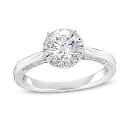 Previously Owned - 1.38 CT. T.W. Lab-Grown Diamond Frame Engagement Ring in 14K White Gold (F/SI2)