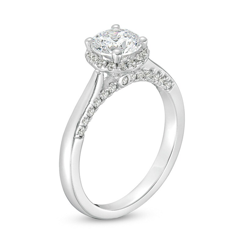 Previously Owned - 1.38 CT. T.W. Lab-Grown Diamond Frame Engagement Ring in 14K White Gold (F/SI2)