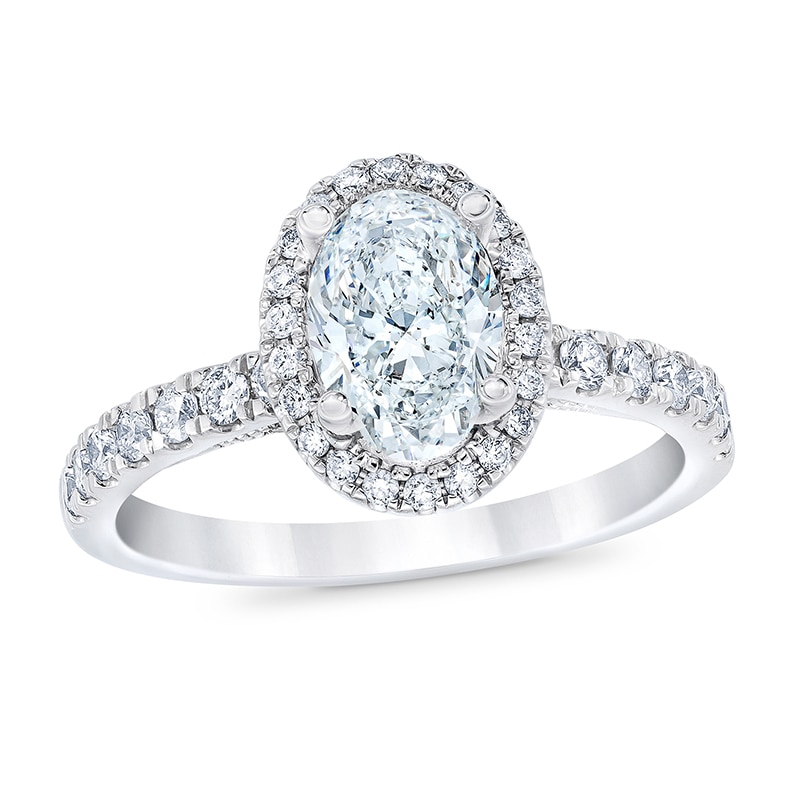 Main Image 1 of Previously Owned - Royal Asscher® 1.50 CT. T.W. Oval Diamond Frame Engagement Ring in 14K White Gold