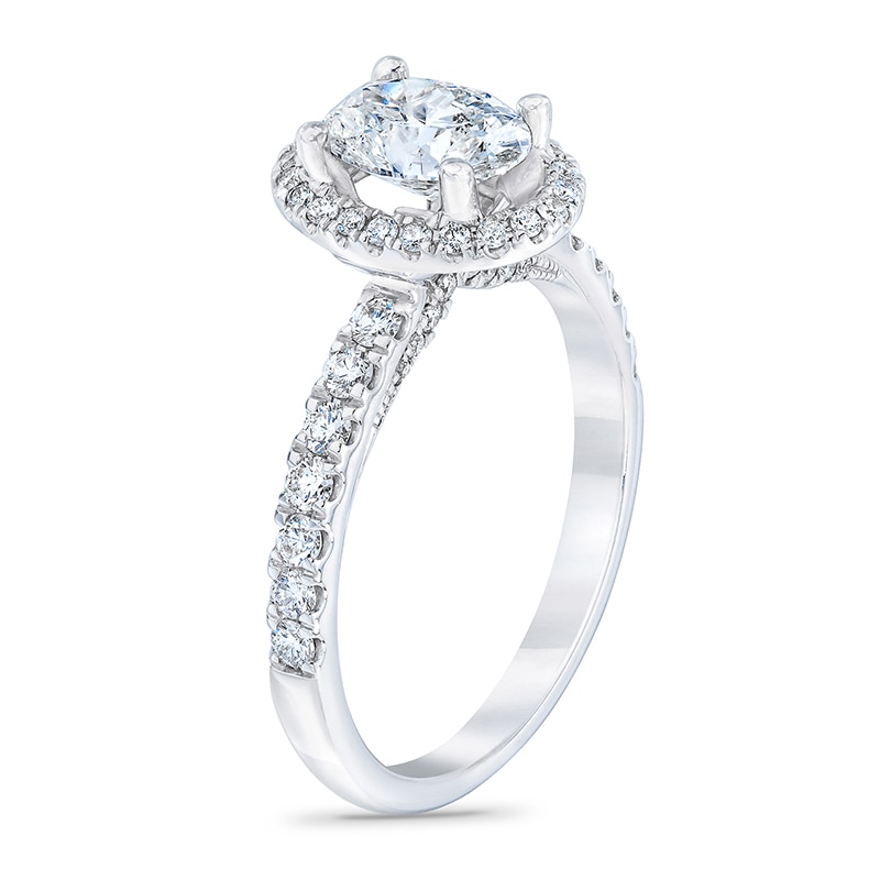Main Image 2 of Previously Owned - Royal Asscher® 1.50 CT. T.W. Oval Diamond Frame Engagement Ring in 14K White Gold