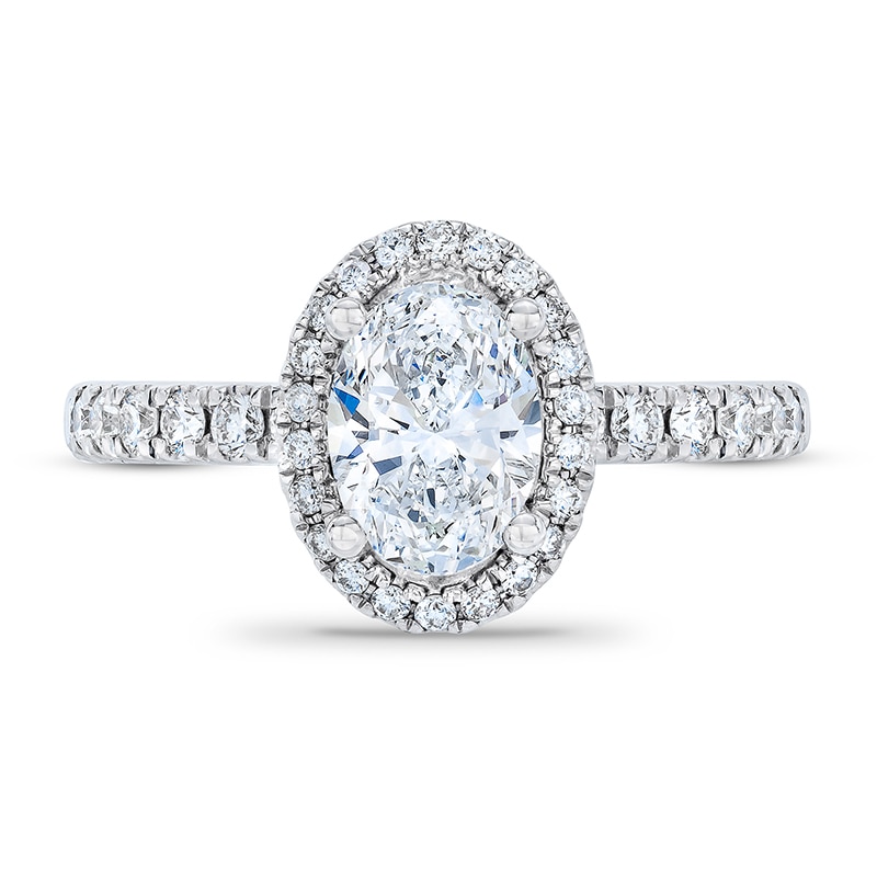 Main Image 3 of Previously Owned - Royal Asscher® 1.50 CT. T.W. Oval Diamond Frame Engagement Ring in 14K White Gold