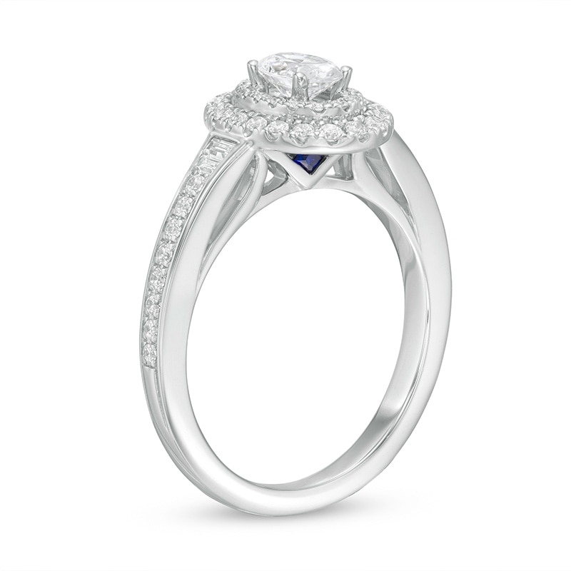 Previously Owned - Vera Wang Love Collection 0.69 CT. T.W. Diamond Double Oval Frame Engagement Ring in 14K White Gold