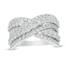 Previously Owned - 2.00 CT. T.W.  Lab-Grown Diamond Multi-Row Bypass Ring in 14K White Gold (F/SI2)