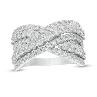 Previously Owned - 2.00 CT. T.W.  Lab-Grown Diamond Multi-Row Bypass Ring in 14K White Gold (F/SI2)