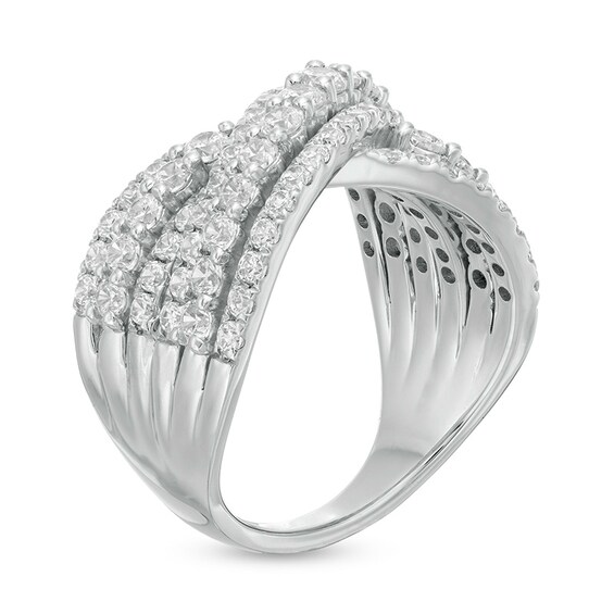 Previously Owned - 2.00 CT. T.W.  Lab-Grown Diamond Multi-Row Bypass Ring in 14K White Gold (F/SI2)