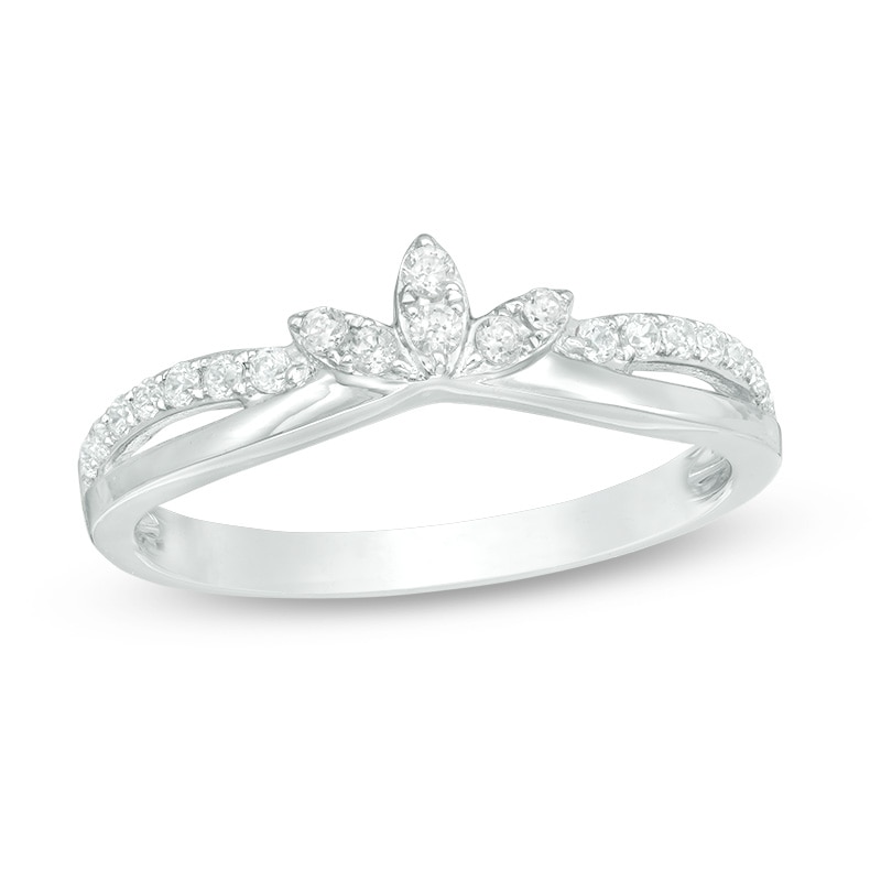 Previously Owned - 0.20 CT. T.W. Diamond Leaf Anniversary Band in 14K White Gold