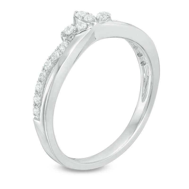 Previously Owned - 0.20 CT. T.W. Diamond Leaf Anniversary Band in 14K White Gold