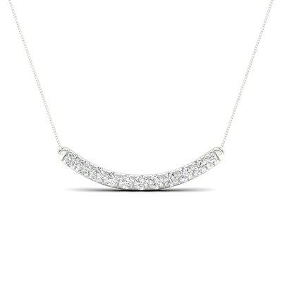 Previously Owned - 0.50 CT. T.W.  Lab-Grown Diamond Curved Bar Necklace in 14K White Gold (F/SI2)