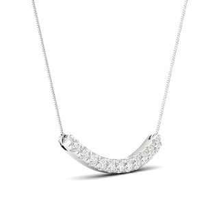 Previously Owned - 0.50 CT. T.W.  Lab-Grown Diamond Curved Bar Necklace in 14K White Gold (F/SI2)