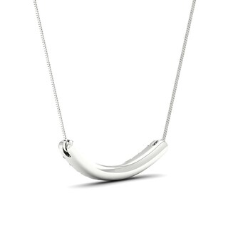 Previously Owned - 0.50 CT. T.W.  Lab-Grown Diamond Curved Bar Necklace in 14K White Gold (F/SI2)