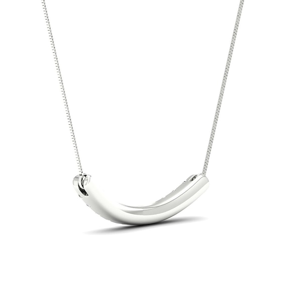 Previously Owned - 0.50 CT. T.W.  Lab-Grown Diamond Curved Bar Necklace in 14K White Gold (F/SI2)