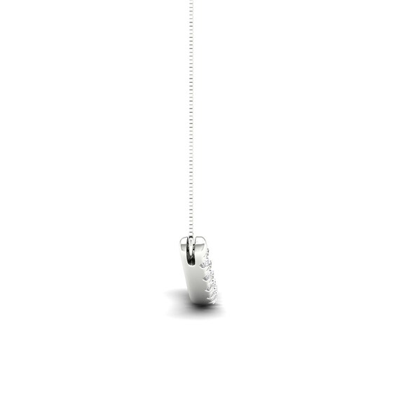 Previously Owned - 0.50 CT. T.W.  Lab-Grown Diamond Curved Bar Necklace in 14K White Gold (F/SI2)