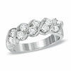 Previously Owned - 0.95 CT. T.W. Diamond Two Row Wedding Band in 18K White Gold (H/VS2)