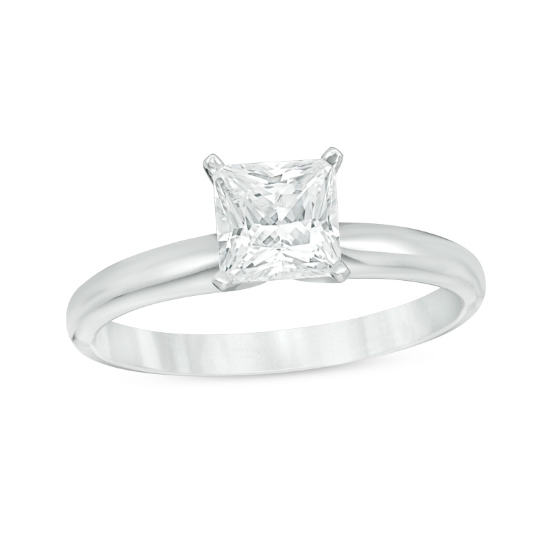 Main Image 1 of Previously Owned - 1.50 CT. Princess-Cut Diamond Solitaire Engagement Ring in 14K White Gold (J/I3)