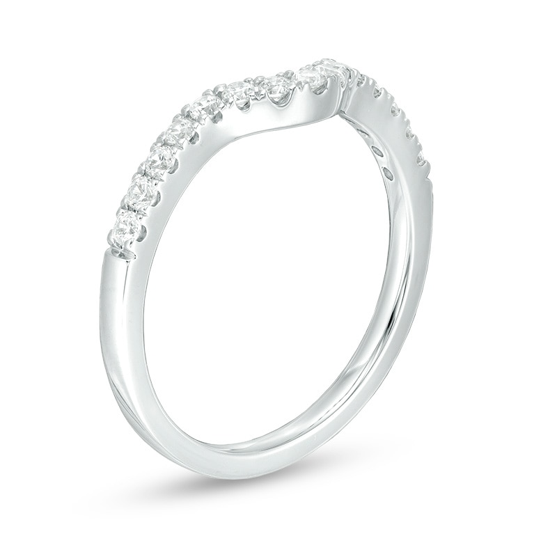 Main Image 2 of Previously Owned - Adrianna Papell 0.25 CT. T.W. Diamond Contour Wedding Band in 14K White Gold (F/I1)