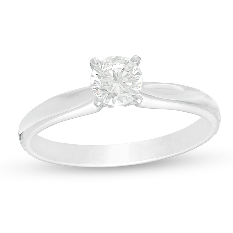 Previously Owned - 0.50 CT. Lab-Grown Diamond Solitaire Engagement Ring in 14K White Gold (F/SI2)