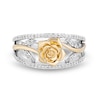 Previously Owned - Enchanted Disney Belle 0.18 CT. T.W. Diamond Rose Open Shank Ring in Sterling Silver and 10K Gold