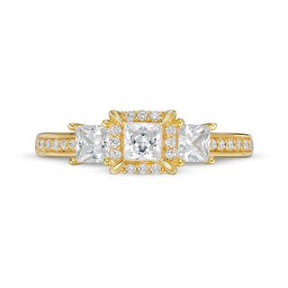 Previously Owned - 0.95 CT. T.W. Princess-Cut Diamond Frame Past Present Future® Engagement Ring in 14K Gold