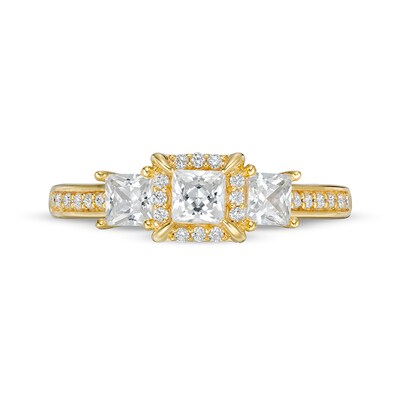Previously Owned - 0.95 CT. T.W. Princess-Cut Diamond Frame Past Present Future® Engagement Ring in 14K Gold