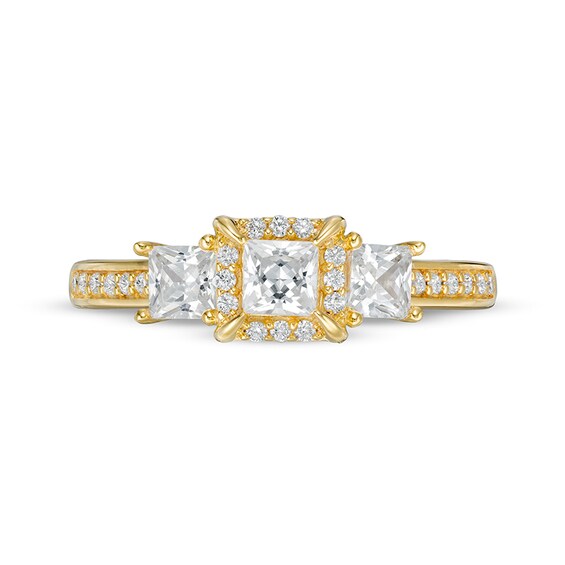 Previously Owned - 0.95 CT. T.W. Princess-Cut Diamond Frame Past Present Future® Engagement Ring in 14K Gold