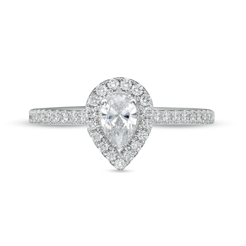 Previously Owned - Emmy London 0.60 CT. T.W. Certified Pear-Shaped Diamond Frame Engagement Ring in 18K White Gold (F/VS2)