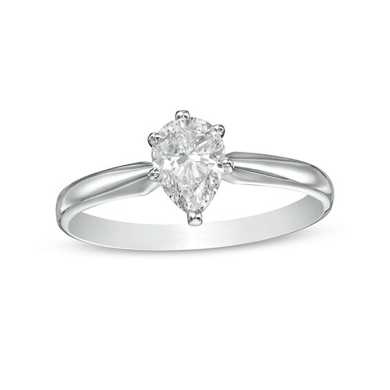 Previously Owned - 0.70 CT. Pear-Shaped Diamond Solitaire Engagement Ring in 14K White Gold (I/I1)