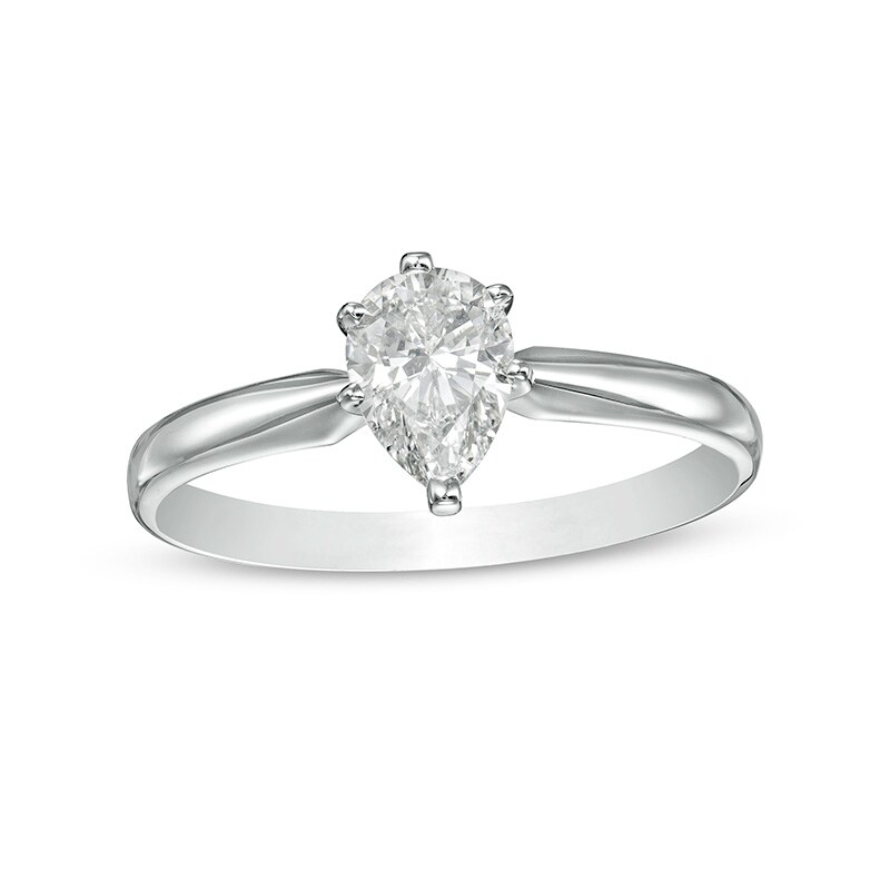 Previously Owned - 0.70 CT. Pear-Shaped Diamond Solitaire Engagement Ring in 14K White Gold (I/I1)