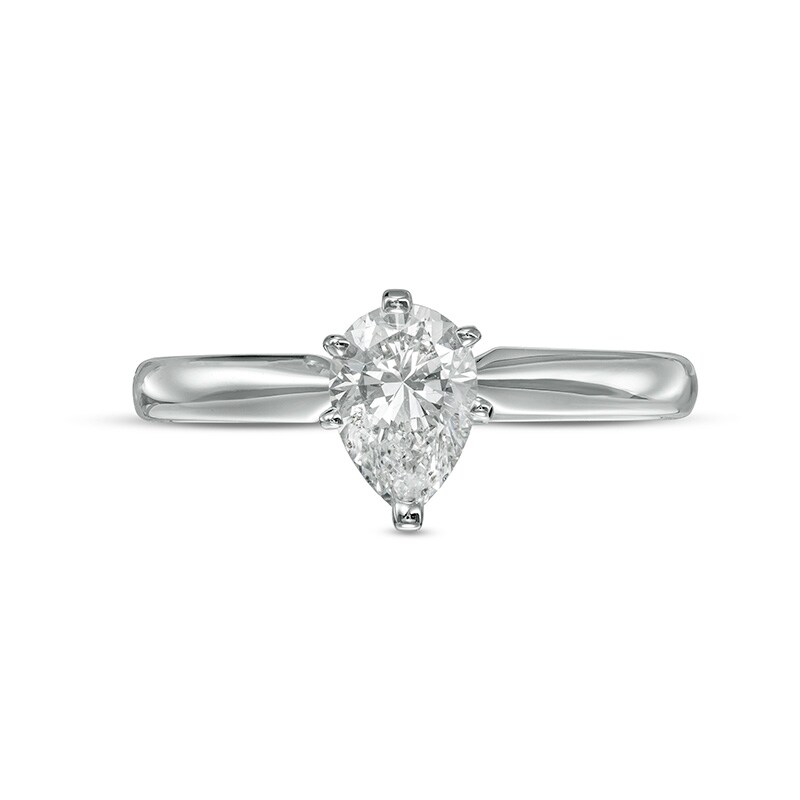 Previously Owned - 0.70 CT. Pear-Shaped Diamond Solitaire Engagement Ring in 14K White Gold (I/I1)